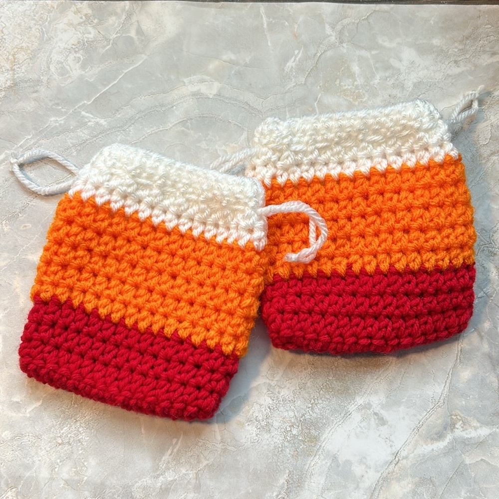 Gift Bags (2 Crochet Drawstring Bag) pick your color